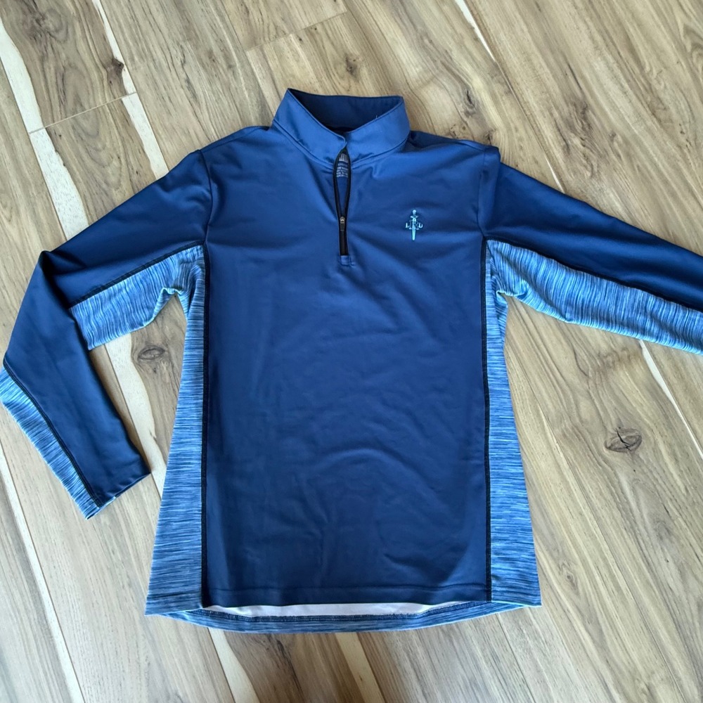 LRD Performance Mens Medium Pullover 1/4 Zip‎ Long Sleeve Shirt Blue